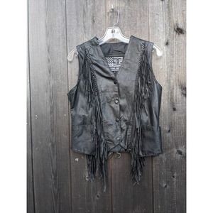 All Leather Fringe Riding Vest Size M Women's Biker Look